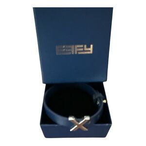 Effy Bracelet Jewelry Celebrity Cruise Silver X Blue Leather Wrap Adjustable NEW